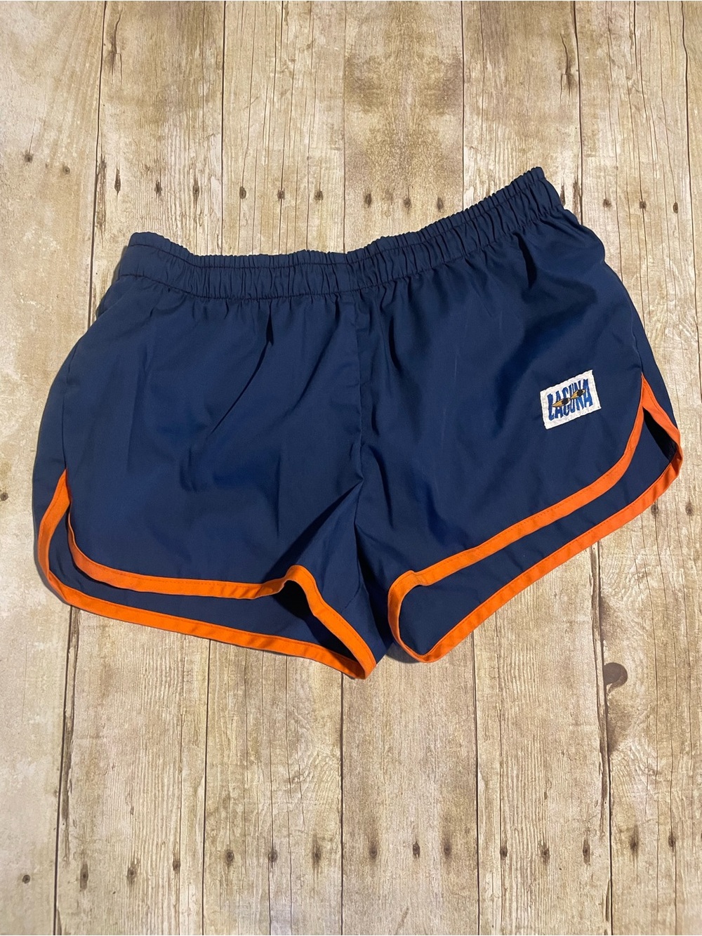VTG Laguna Navy Athletic Running/Swim Shorts with Orange Trim size L 36-38